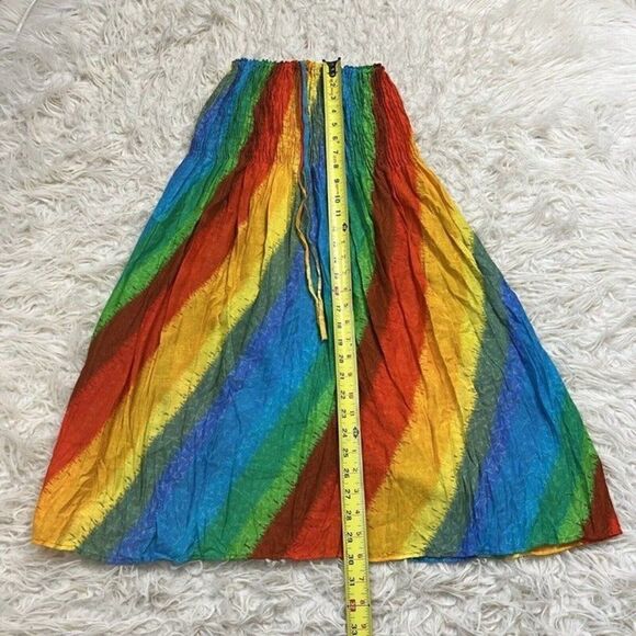 Vintage Women’s Rainbow Tie Dye Hippie Smocked Summer Mini Tube Top Dress OS - Picture 7 of 12